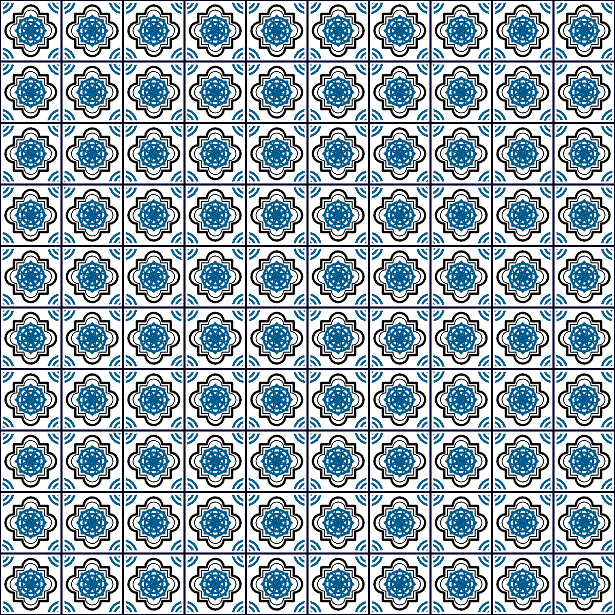 generative (procedural) blue and white tiles