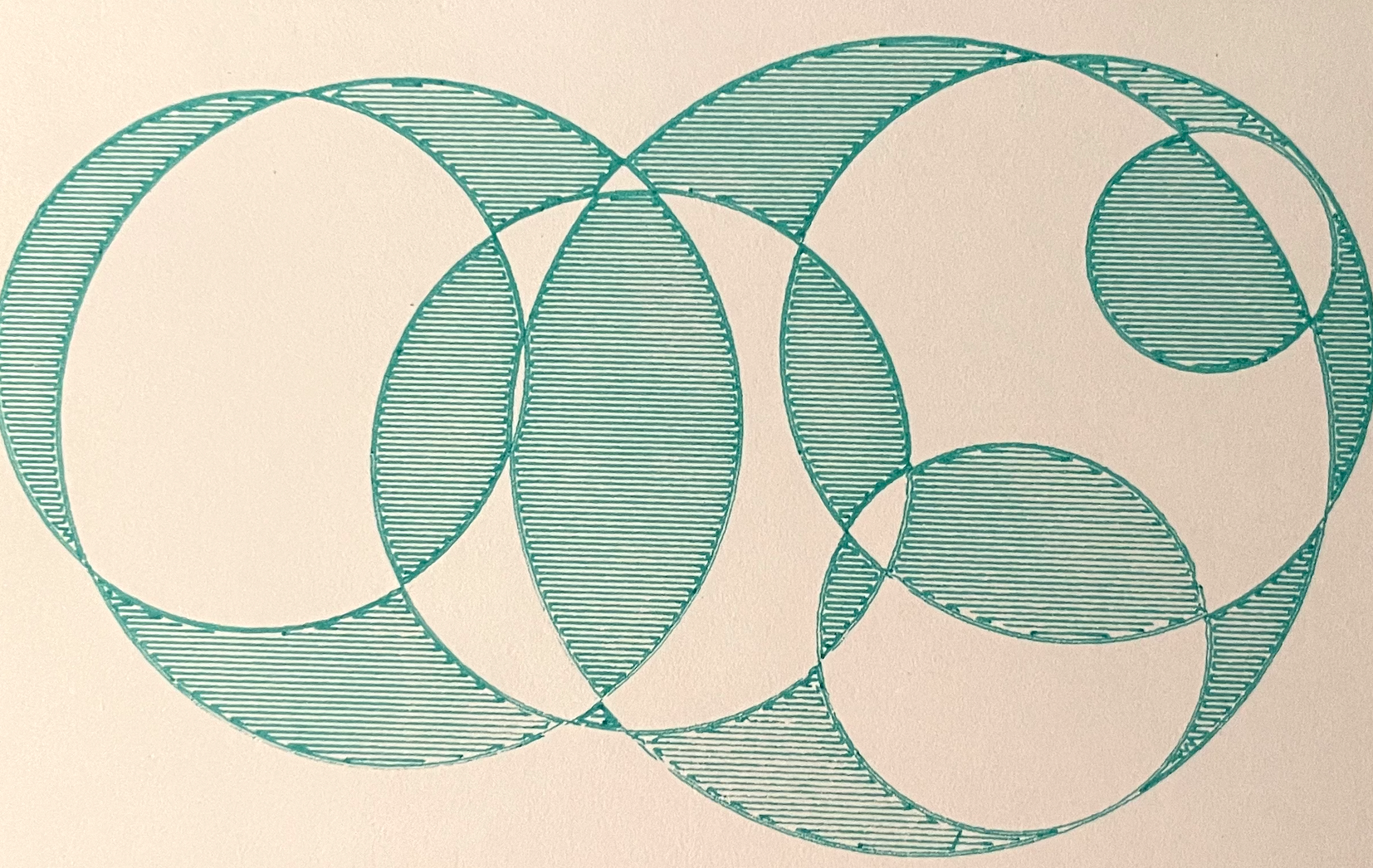 green ink pen plotter intersection of circles