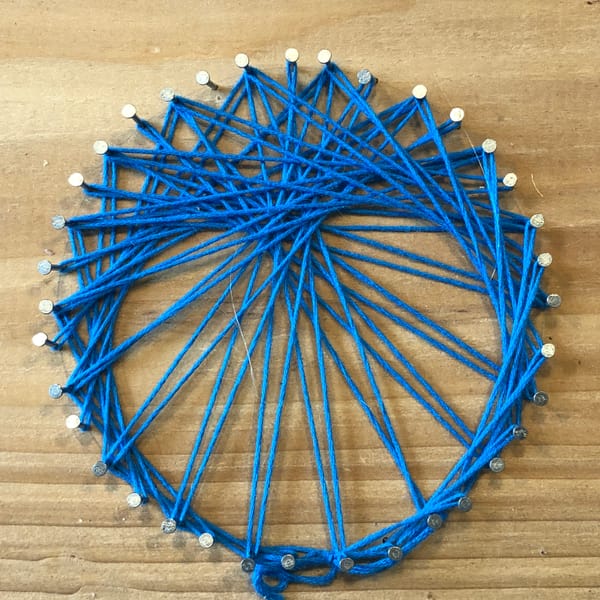 a string cardioid made with nails and string