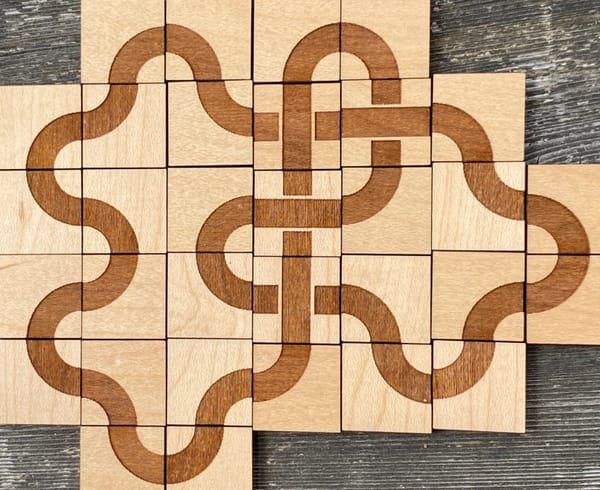 truchet tiles that are laser cut making a knot