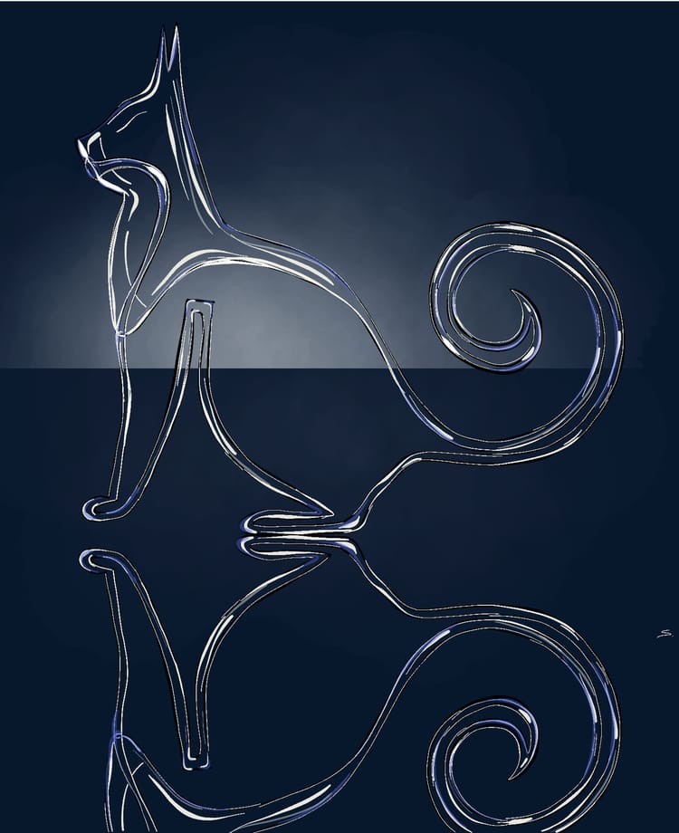 a cat shaped klein bottle sketch