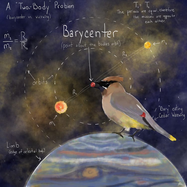 “Two-Body” Problem: Barycenter vs Waxwing