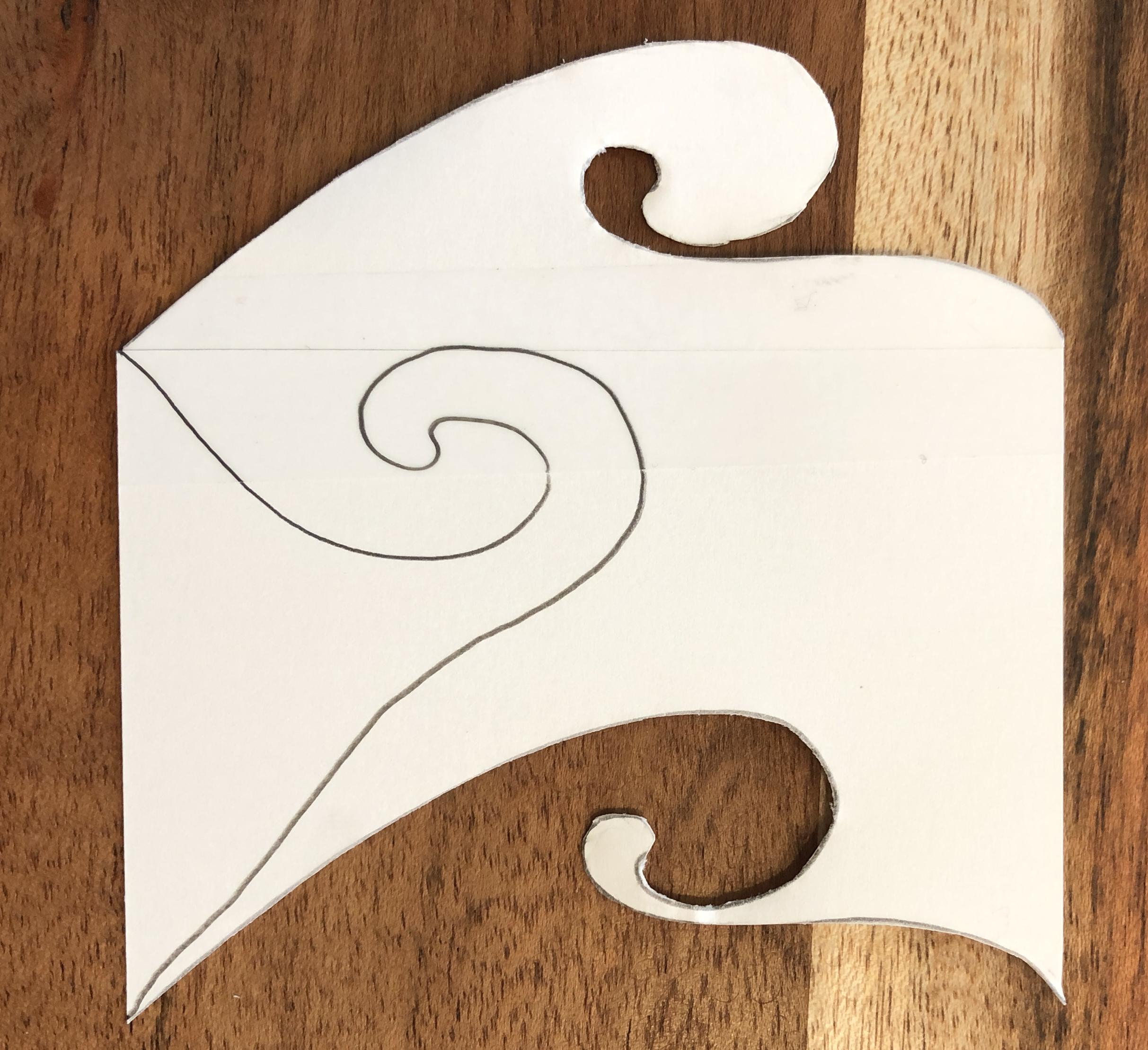 a spiral drawn on the right of the new shape