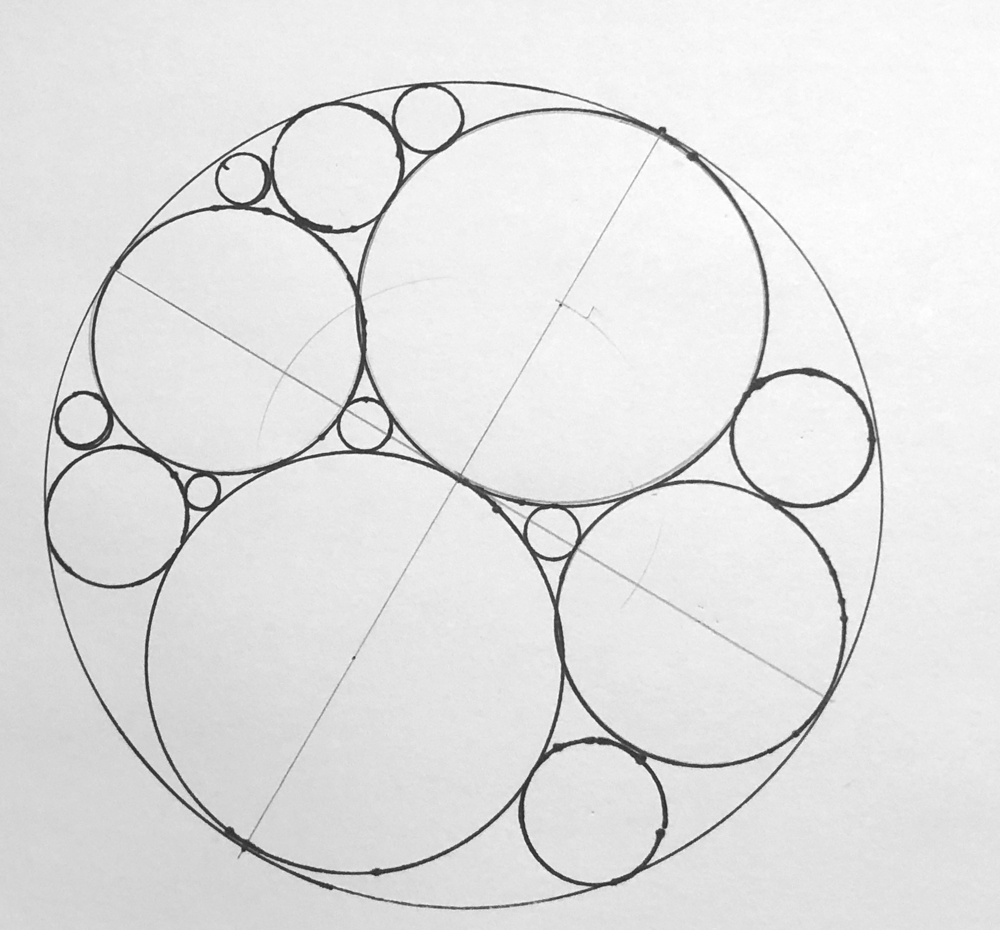 a gasket with 14 circles filled in