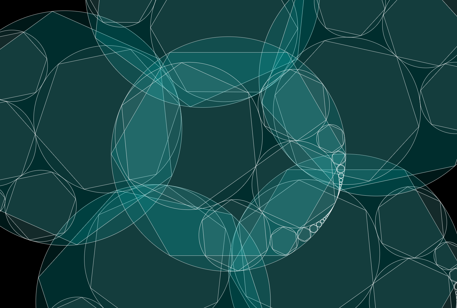 arbelos overlapping with hexagons within the circles