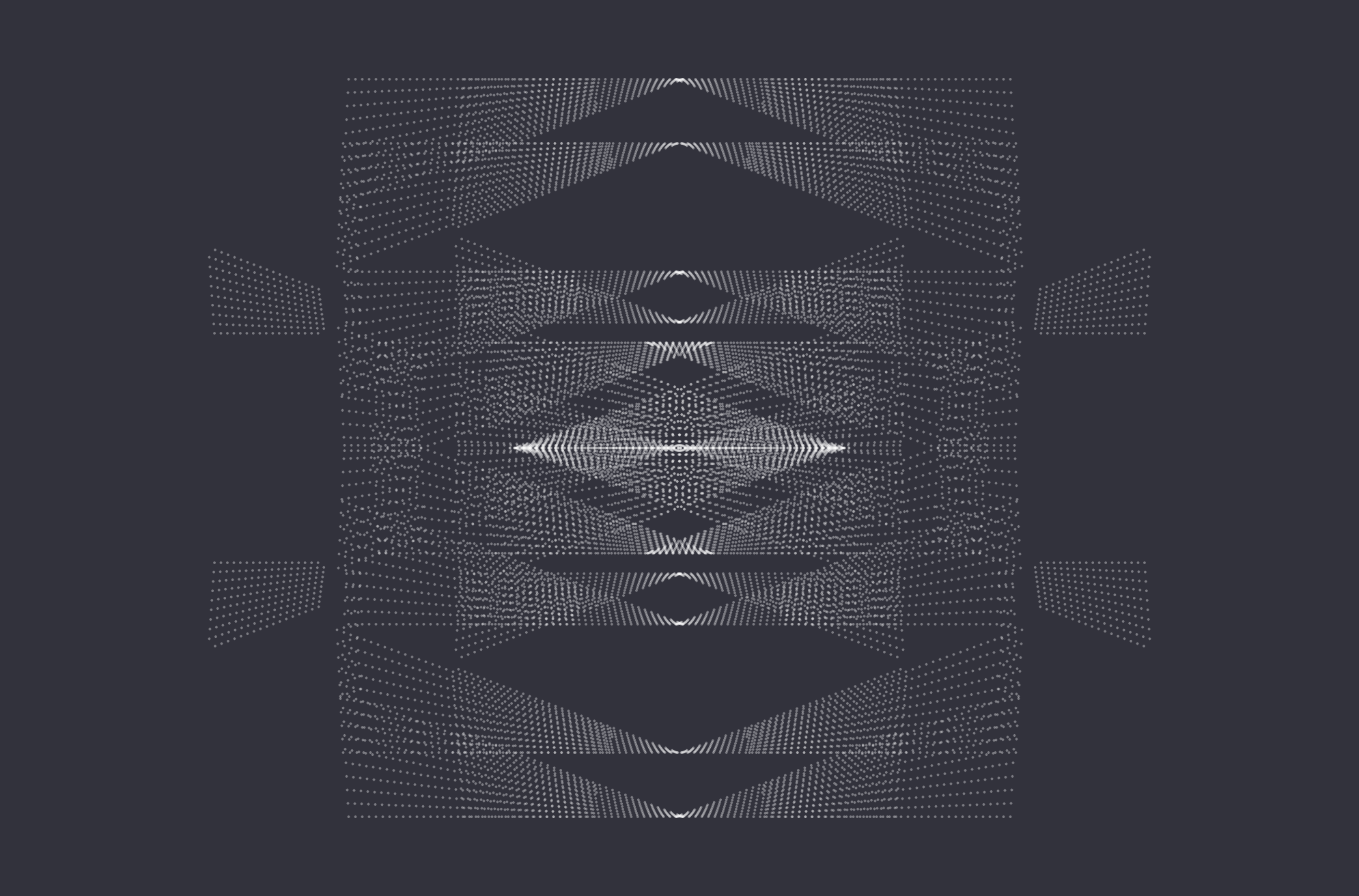 a geometric design drawn with white dashed lines on a grey background