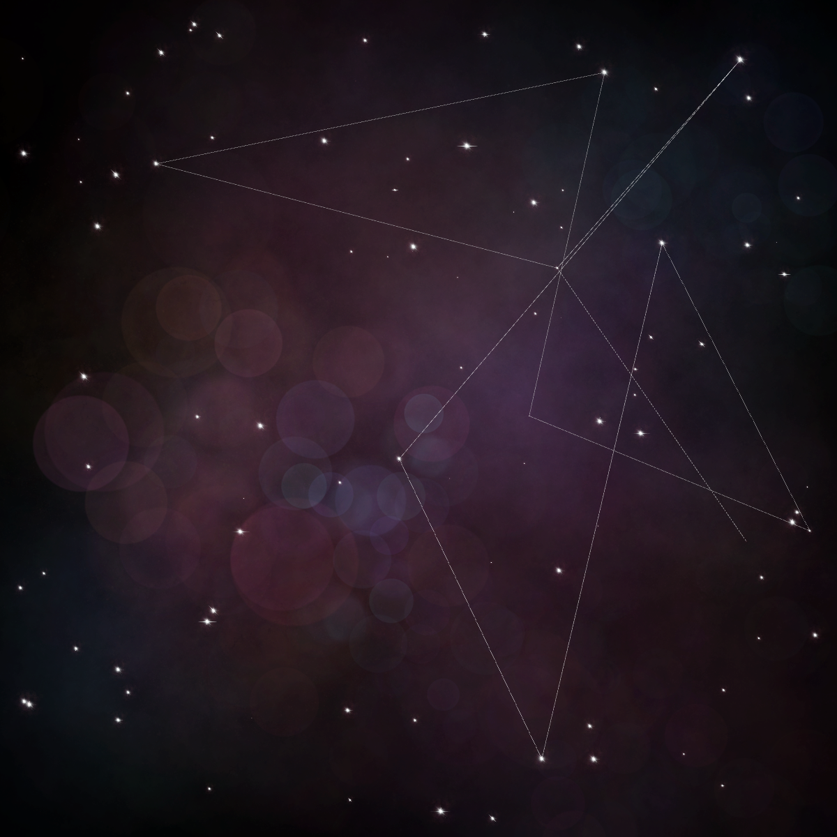 a pink-hued starry scene with a constellation supergraph