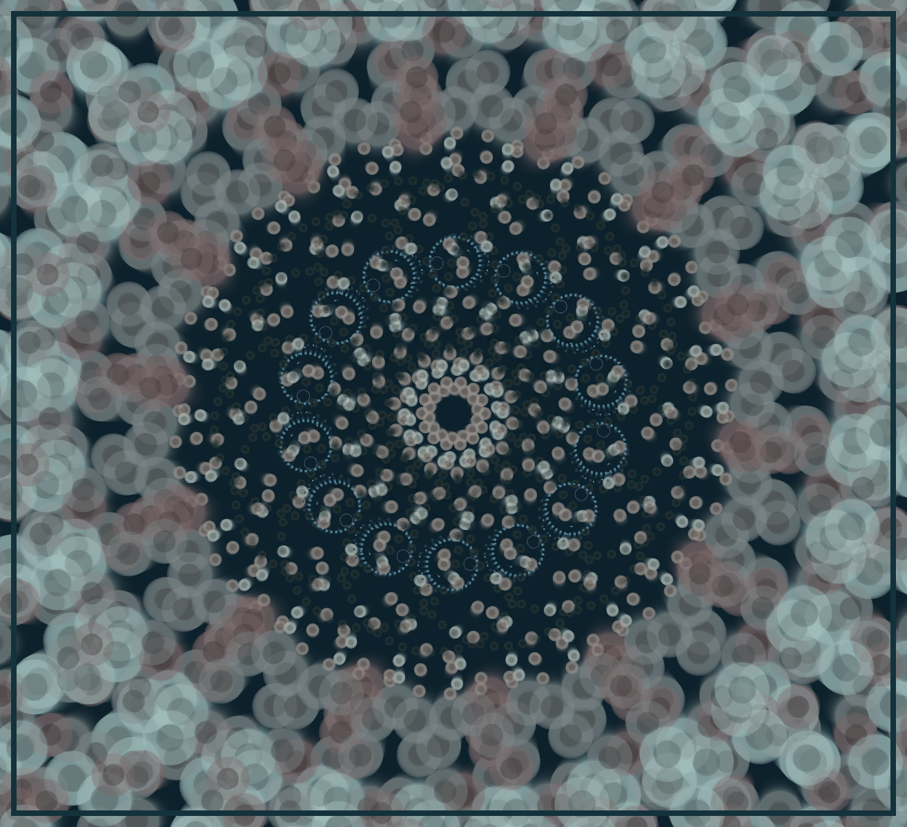 mandala of many circles of muted colors