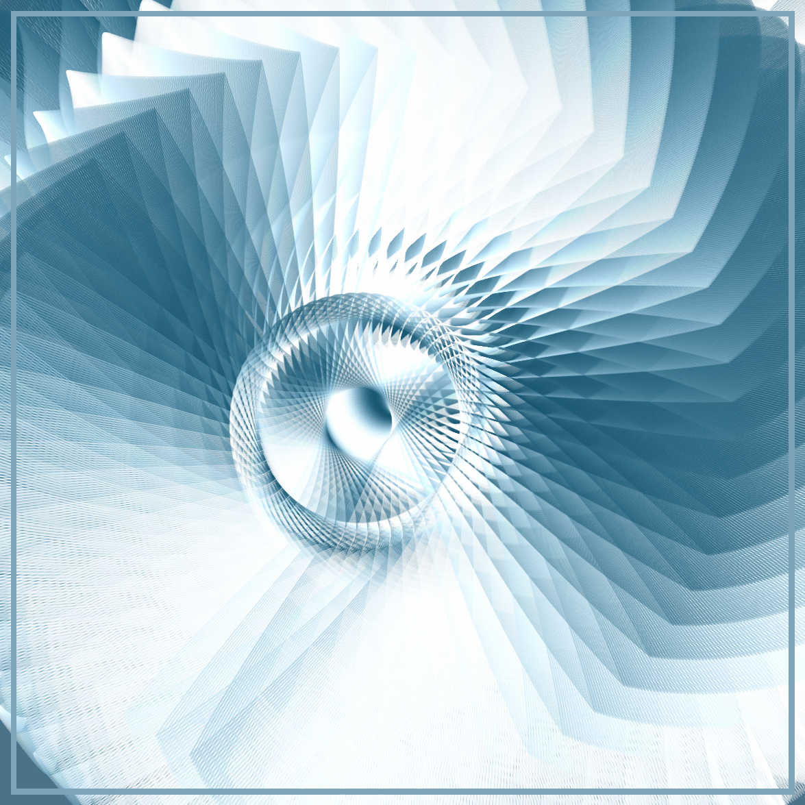 spiral with white an blue coloring of a bezier curve rotated