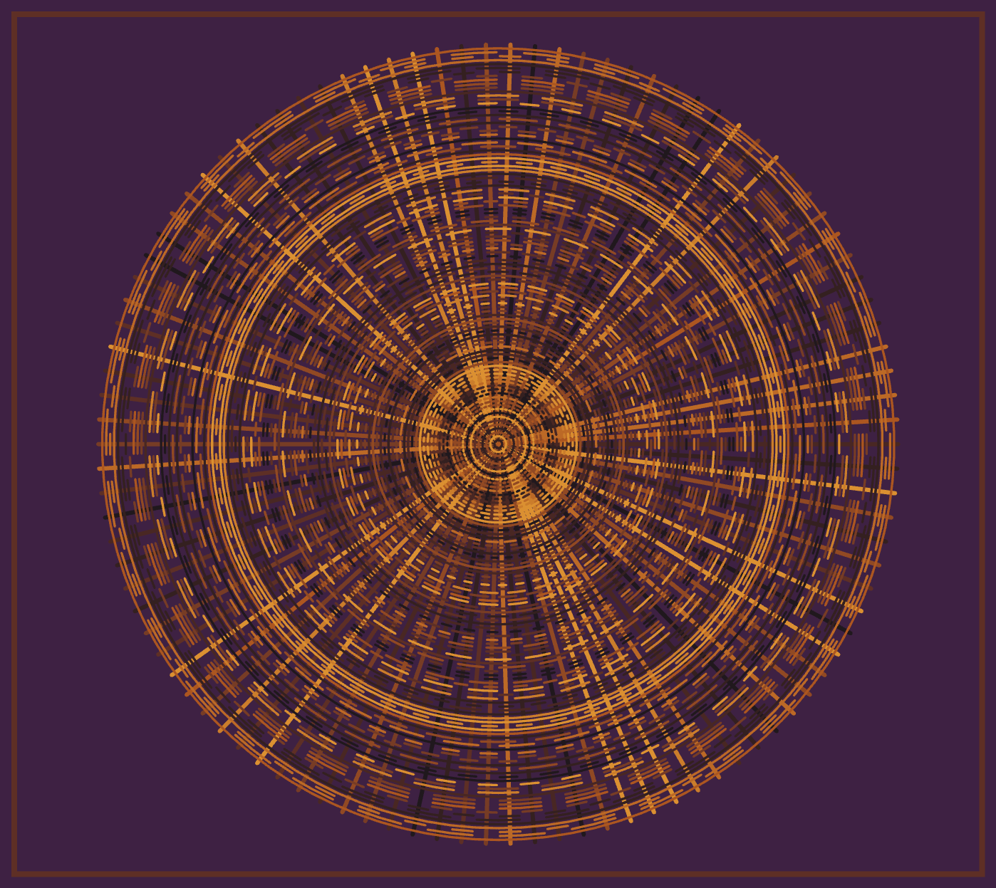 woven yellow and orange mandala on purple background