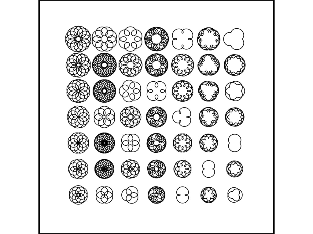 variety of epitrochoids in grid as art